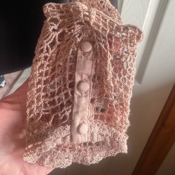 Free People NWT Boho Floral Crochet Bodysuit Size large - Picture 9 of 16